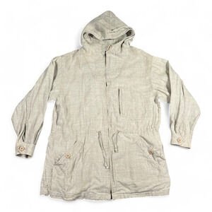 Vintage Eddie Bauer Jacket Womens LARGE Brown Linen Anorak Parka Gorpcore 90s